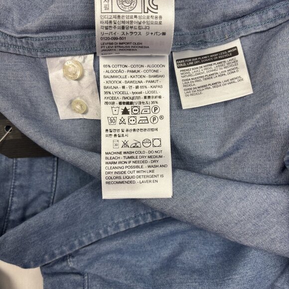 Levis Mens Long-Sleeve Denim Button-Down Shirt Size L Tencel Blend Light Blue - Picture 10 of 13